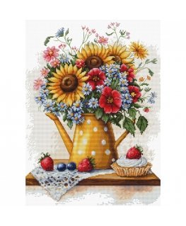 luca S Krēslā siuvinēšanas komplekts „Vasaras ziedi“ 25x34 cm SB7052