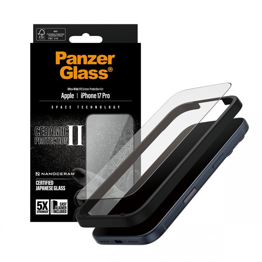 PanzerGlass ® Ceramic II Screen Protector iPhone 17 Pro | Ultra-Wide Fit w. EasyAligner Kirkas näytö – 5