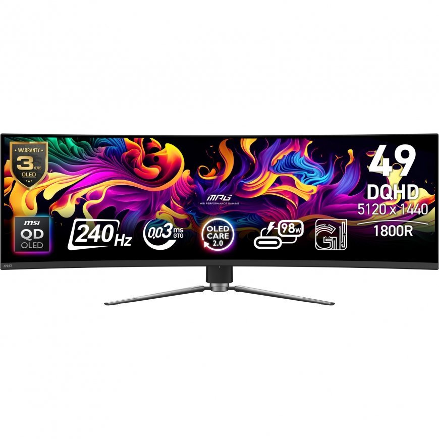 MSI MPG 491CQPXDE QD-OLED monitori 124,5 cm (49") 5120 x 1440 pikseļi Dual QHD Melns