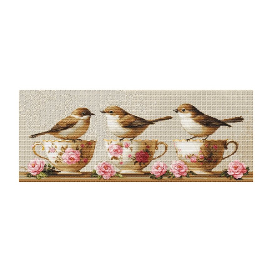 Luca S Cross Stitch Kit "Three Beautiful Birds" 52x21cm SBU5092