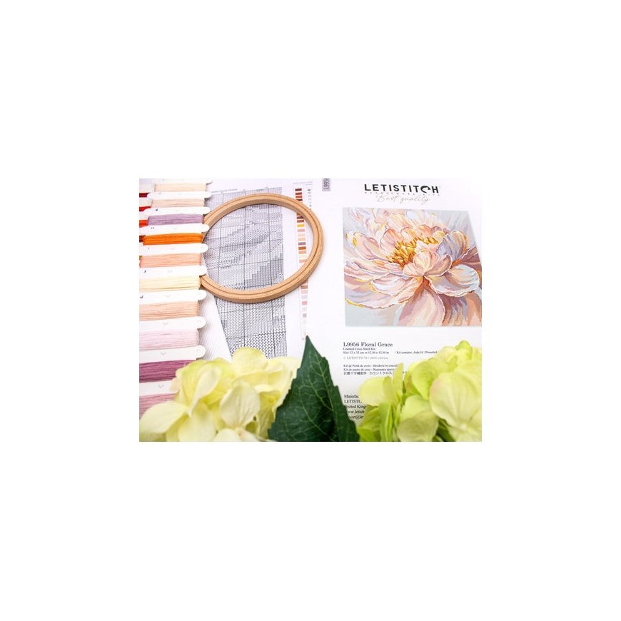 Letistitch ristipistokuvioinnin sarja "Floral Grace" 32x32cm SLETIL9956 – 2