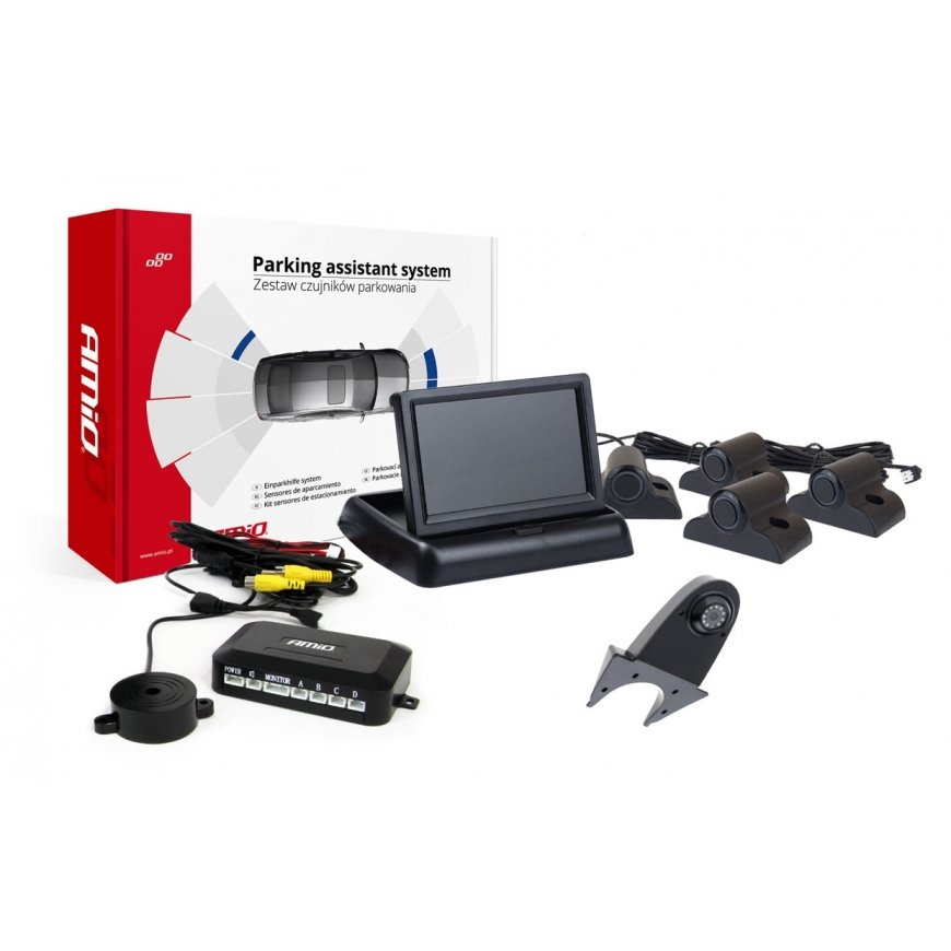 Amio Parking Sensor Set TFT02 4.3 Inch with Camera HD-502-IR 4 Sensors Black Truck – 2