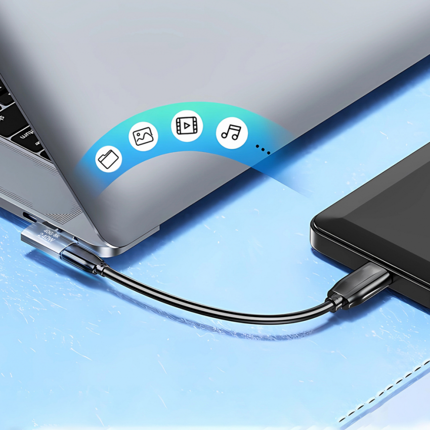 Wozinsky WPKB-01 USB-C - USB-C 40Gb|s 240W 8K OTG Side Angled Ad – 5