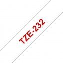 Brother TZE-232 этикеточная лента Красный на белом