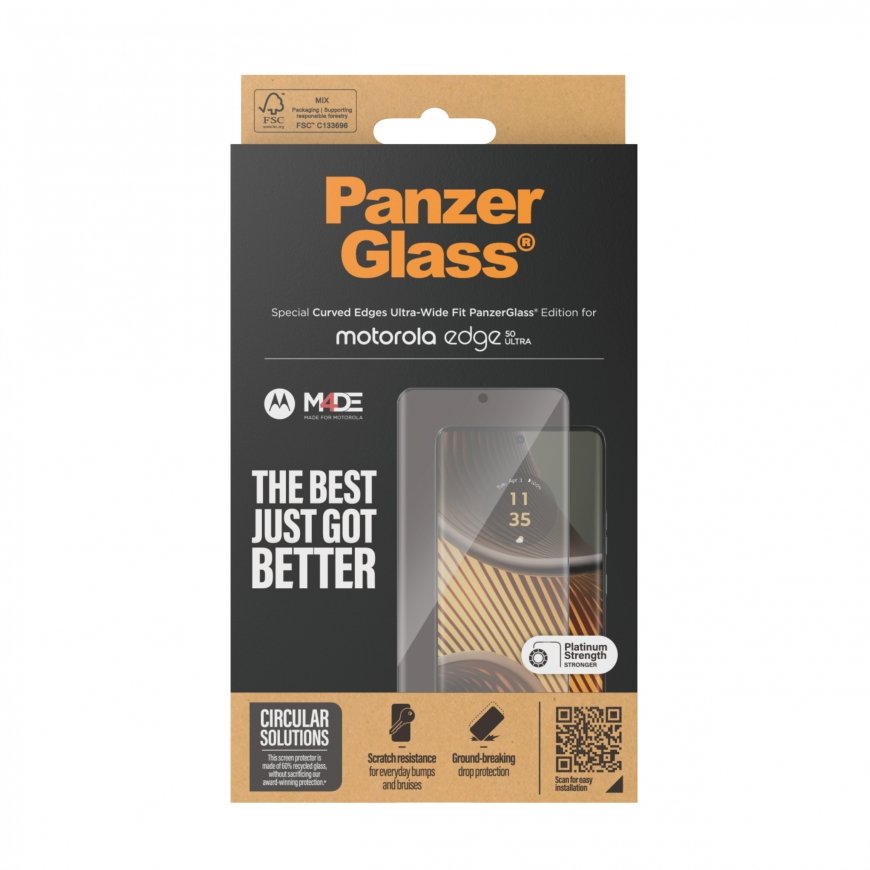 PanzerGlass ® Screen Protector Motorola edge 50 ULTRA | Ultra-Wide Fit Kirkas näytönsuoja 1 kpl – 3
