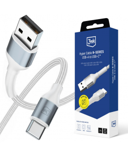 3mk Hyper Cable N-SERIES USB-A | USB-C 1m 9V|2A 18W | white