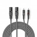 Nedis COTH15210GY30 audiokaapeli 3 m 2 x XLR (3-pin) 2 x RCA Harmaa Nedis COTH15210GY30 audiokaapeli 3 m 2 x XLR (3-pin) 2 x RCA Harmaa