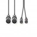 Nedis COTH15210GY30 garso kabelis 3 m 2 x XLR (3-pin) 2 x RCA Pilka Nedis COTH15210GY30 garso kabelis 3 m 2 x XLR (3-pin) 2 x RCA Pilka