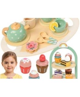 Children's tea set + Kruzzel 26418 cake stand