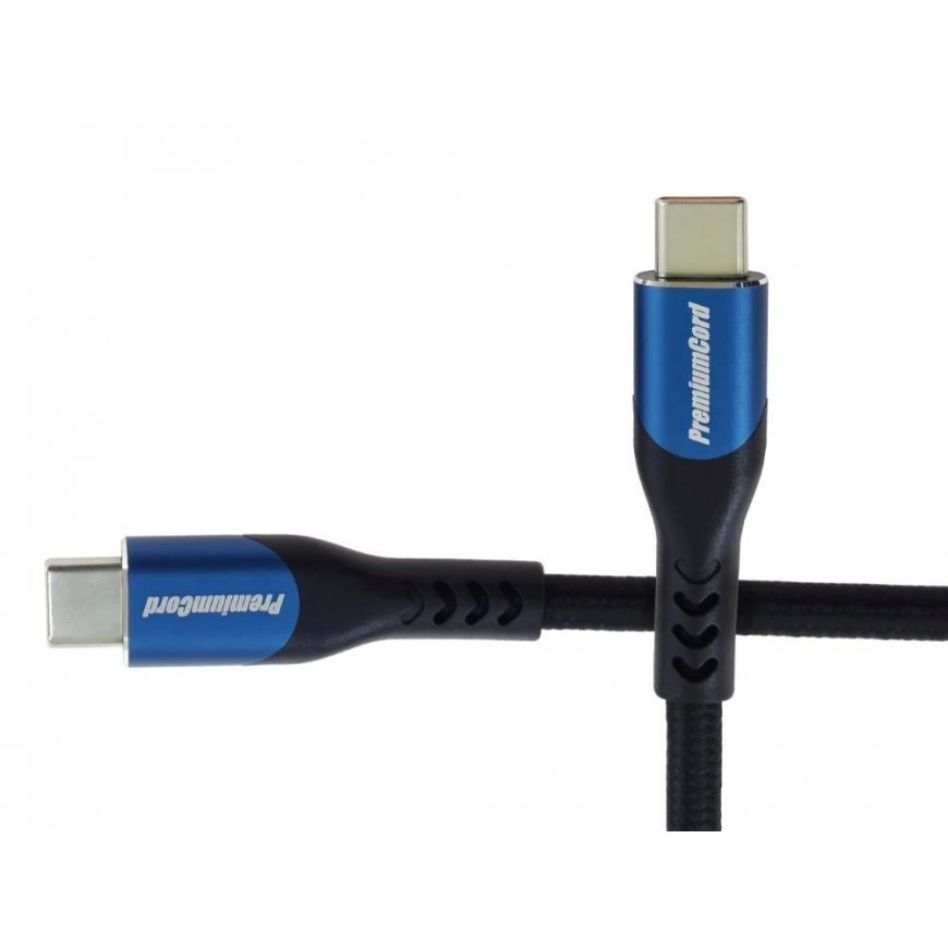 „PremiumCord“ USB-C kabelis (USB 3.2 GEN 2x2, 5A, 100W, 20Gbit/s), 2 m, kokvilnas pīts – 2