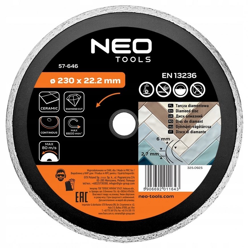 Neo Tools Diamond Disc 230 x 22.2 mm, durable – 2