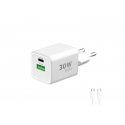 Winner Group WG - GaN Võrgulaadija 2x USB 30W, 1x USB-C PD3.0 PPS QC4 30W + USB-A 18W, Type-C kuni Type-C kaabel, valge Winner Group WG - GaN Võrgulaadija 2x USB 30W, 1x USB-C PD3.0 PPS QC4 30W + USB-A 18W, Type-C kuni Type-C kaabel, valge