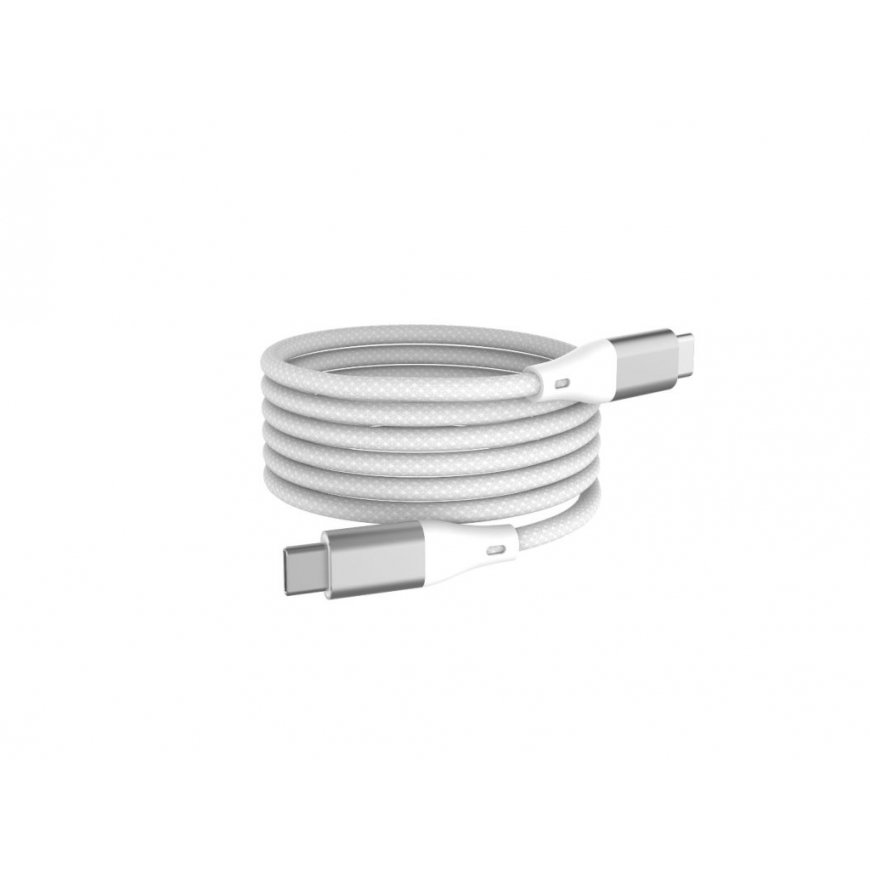 Winner Group WG - Type-C to Type-C - Tietokonegalleria, 1 metri, 3A, 60W, magneettinen itsekelautuva, valkoinen