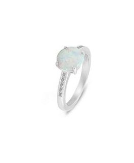 Brilio Silver Brilio Silver Charming Silver Ring with Opal and Zirconia RI107W