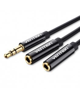Vention 3.5mm Male to 2*3.5mm Female Stereo Splitter Cable 0.3M Black ABS Type