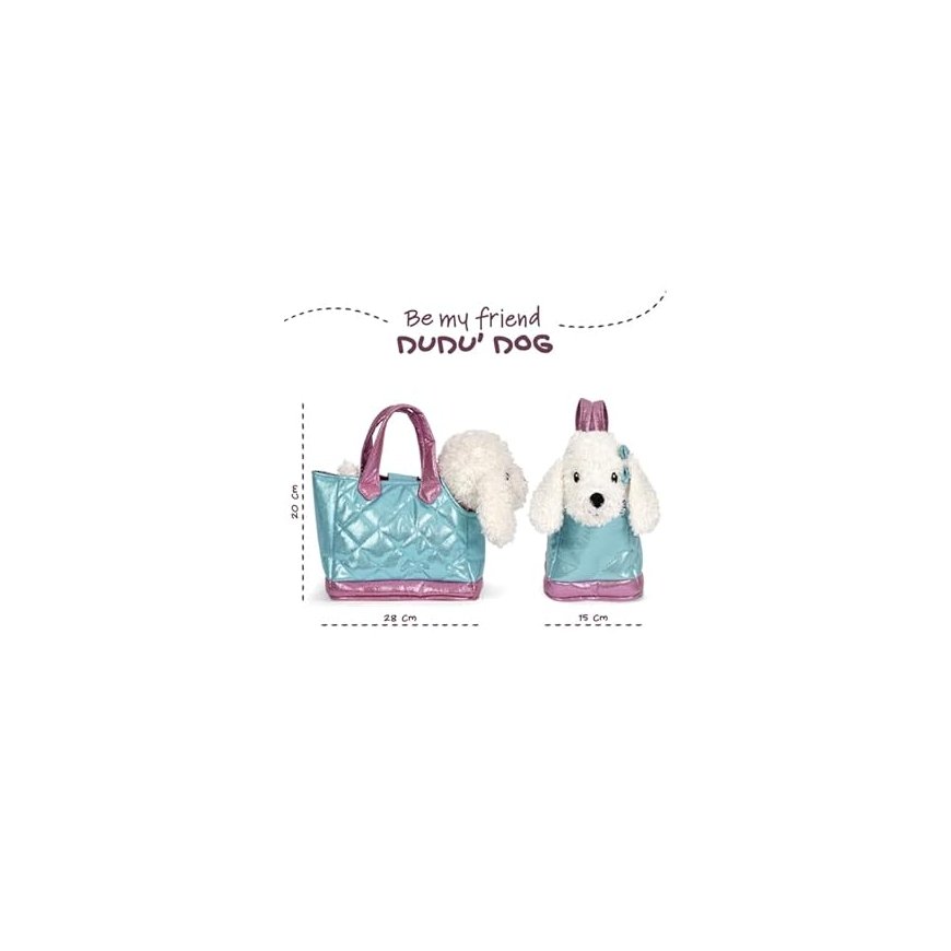 Perletti käekott + pehme kuldne Didi koer 28cm – 2