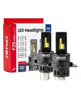 LED-auton valot F25 Pro -sarja musta, „Full Canbus“ H4 H19 70 W 12 V 24 V amio-04719