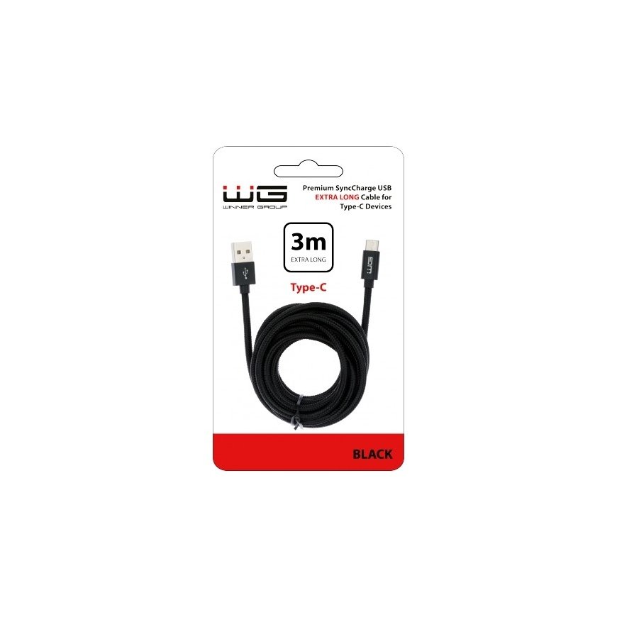 Winner Group USB/USB type C, 3 m USB кабель USB 2.0 USB A USB C Черный