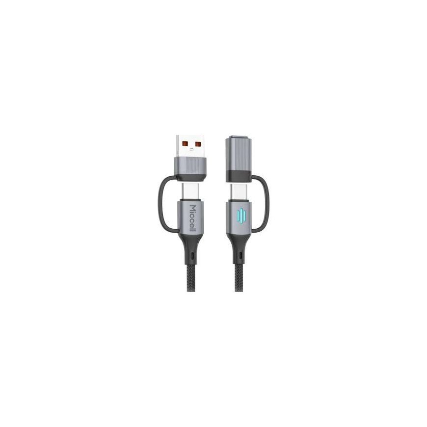 Orno USB-A/C - USB-C/Lightning Kabelis Miccell VQ-D145, 240W, 1m, juoda