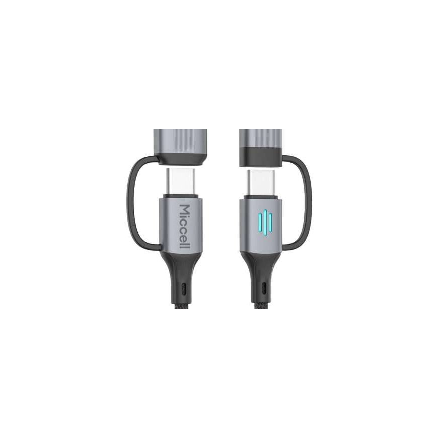 Orno USB-A/C - USB-C/Lightning Kabelis Miccell VQ-D145, 240W, 1m, juoda – 2