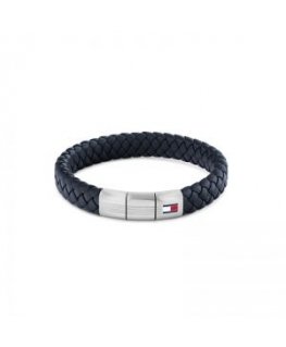Tommy Hilfiger Sinine nahk-ripats terasest kinnitusega 2790660