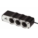 Winner Group WG - Car Charger, Hub, 3x 12V Cigarette Lighter Socket + 1x USB-A, with Extension Winner Group WG - Car Charger, Hub, 3x 12V Cigarette Lighter Socket + 1x USB-A, with Extension
