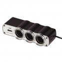 Winner Group WG - Car Charger, Hub, 3x 12V Cigarette Lighter Socket + 1x USB-A, with Extension Winner Group WG - Car Charger, Hub, 3x 12V Cigarette Lighter Socket + 1x USB-A, with Extension