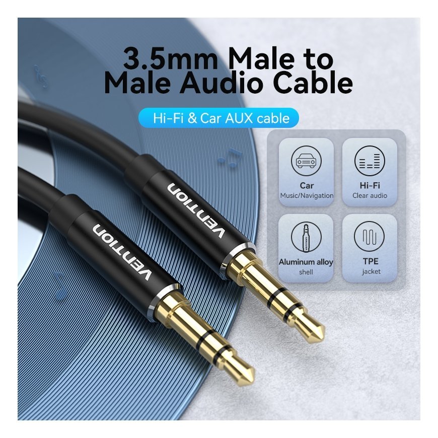Vention BAXBD audiokaapeli 0,5 m 3.5mm Alumiini, musta – 2