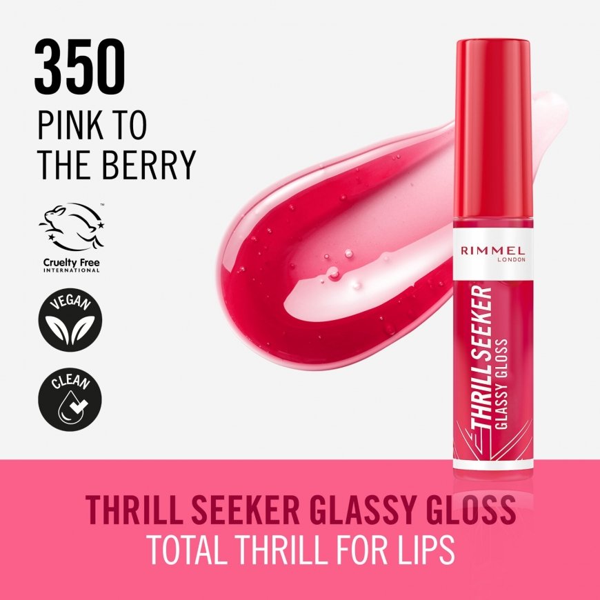 Rimmel Thrill Seeker Glassy Gloss lūpu spīdums 350 Pink to the Berry – 4