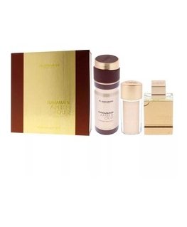 Al Haramain Amber Oud Ruby Edition setti, tuoksuvesipullo 75ml + tuoksuvesipullo 30ml + suihku deodorantti 200ml