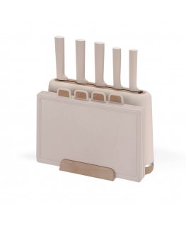 Maestro MR-1412-BEIGE Veitsisarja puukolla + Leikkuulautasarja beige