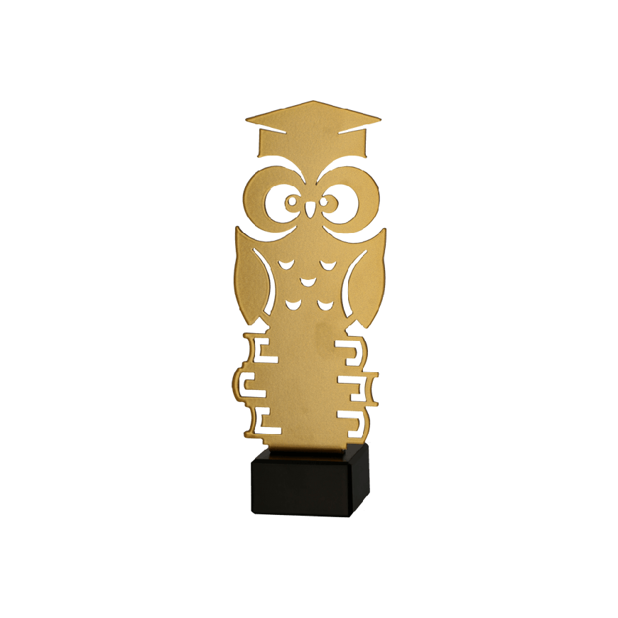Metal Trophy with Marble Base - Education - Owl – 2