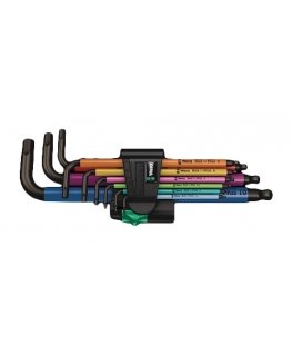 Wera 950 Spkl9 Hex-plus Hex Key Set L formos šešiakampių raktų komplektas Metrinis dydis / imperinis dydis 9 vnt