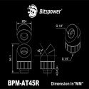 Bitspower Artemis 45 Degree Fitting - Rotatable, Sandblast Silver