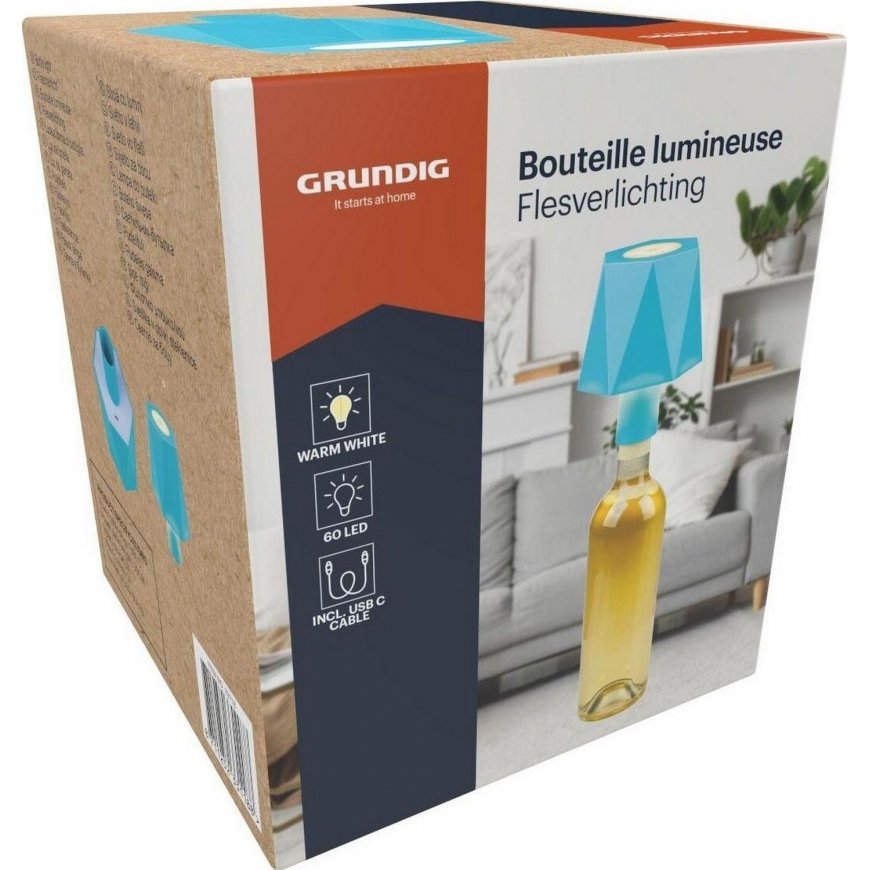 Lubinis šviestuvas GRUNDIG, 60 LED, piezina, zils.
