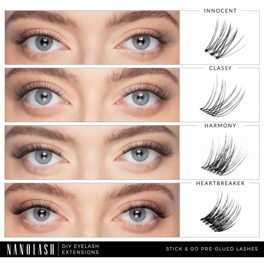 Nanolash DIY Eyelash Extensions Stick & Go clusters of artificial lashes with applicator Innocent 36 pcs. – 2