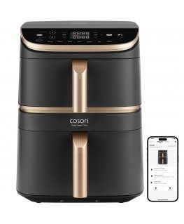 Cosori Turbo Tower Pro Smart Vienas 10,8 L Autonominės 2630 W Karšto oro gruzdintuvė Juoda, Auksas