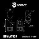 Bitspower Artemis 90 Degree Fitting - Rotatable, Platinum Gray