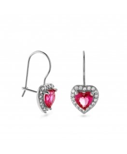 Again Jewelry Silver Pendant Earrings Heart with Zirconia AJNS0047