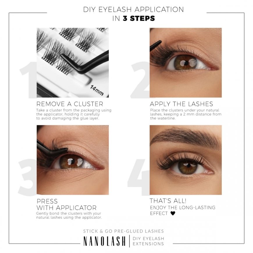 Nanolash DIY Eyelash Extensions Stick & Go Clusters of Artificial Lashes with Heartbreaker Applicator 36 pcs. – 2