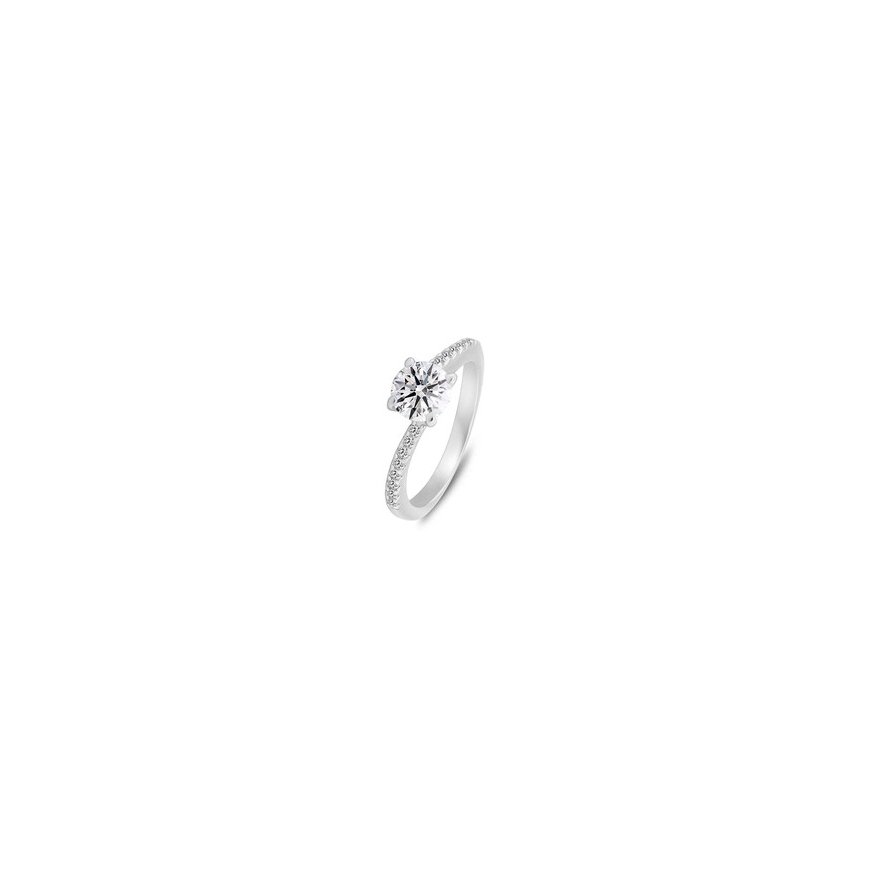 Beneto Silver Ring with Clear Zircons AGG389