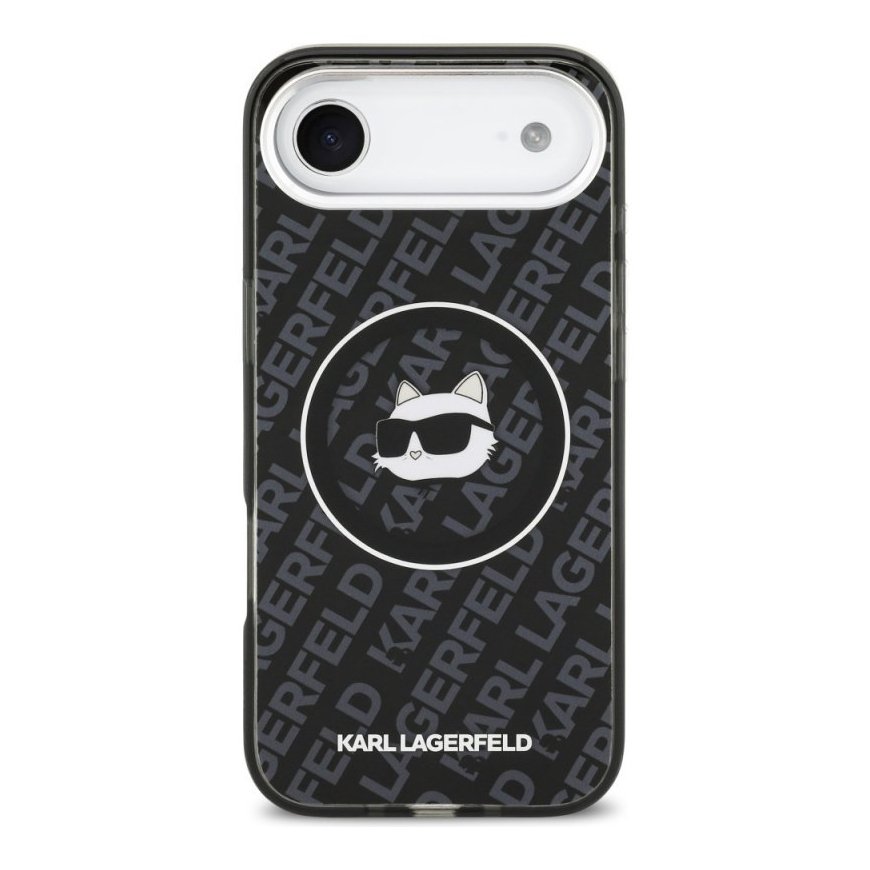 Dėklas Karl Lagerfeld IML Choupette pea pealogo MagSafe Apple iPhone Air musta