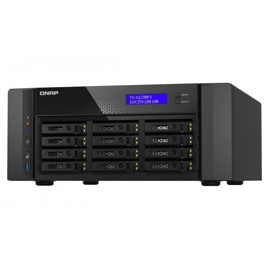 QNAP TS-h1290FX NAS Tower EPYC 7232P 64 GB DDR4 0 TB QuTS hero Black – 4