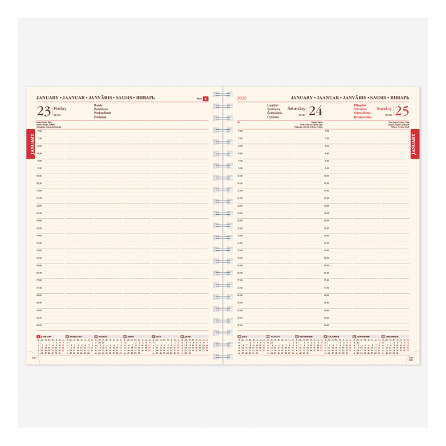 Kalendorius su minutėmis KANCLERIS Spirex Day FLEX 2026, PU, juodas – 2