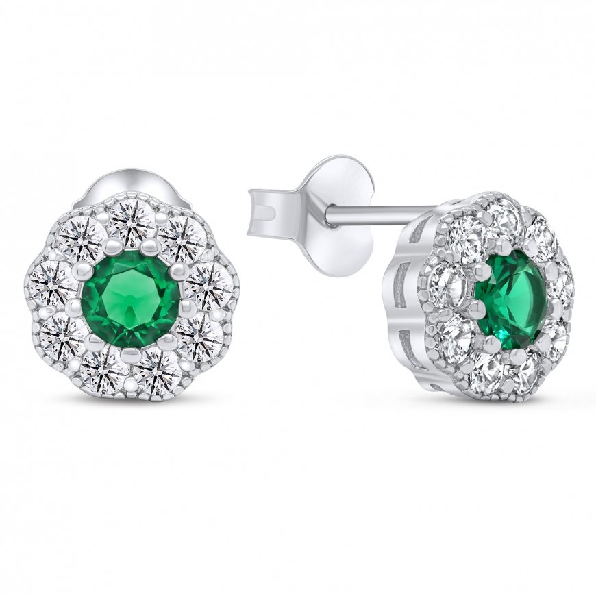 Brilio Silver Impressive Silver Earrings with Zirconia Flowers EA331WG