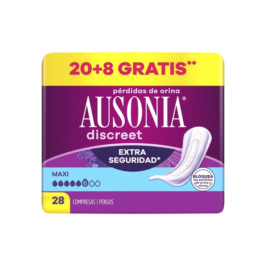 Ausonia DISCREET maxi-inkontinenssipyyhkeitä 28 kappaletta