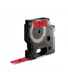 DYMO D1 Standard - Black on Red - 12mm etikečių juostelė Juoda ant raudonos