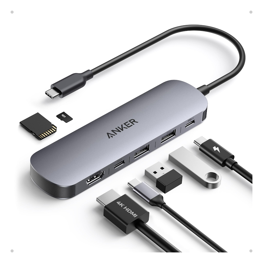 7in1 Anker Nano 100W dokkimisjaam 2xUSB-C, 2xUSB, 1xHDMI, SD/Micro SD pesa hall