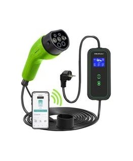 Qoltec mobilais lādētājs elektriskajam auto EV ar 2in1 regulāciju Typ2 | 3.5kW | 230V | LCD | 5m