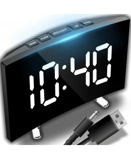 Retoo Elektroninis žadintuvas su termometru, data ir LED veidrodžiu